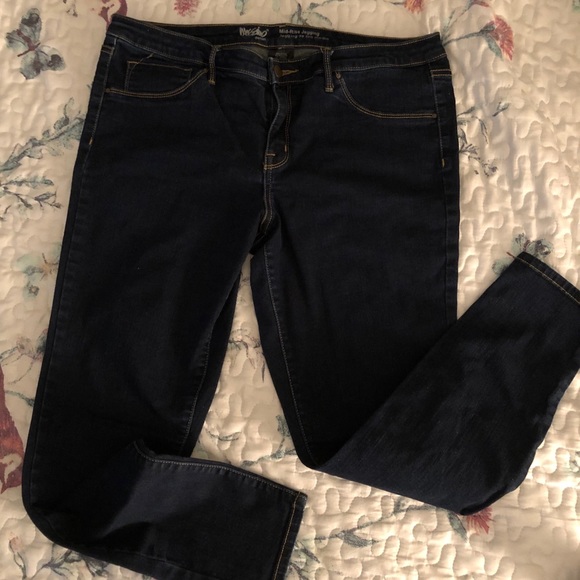 Mossimo Denim Leggings Super-Stretchy Mid-Rise Fitted Jeans Black Size 16 /& 18